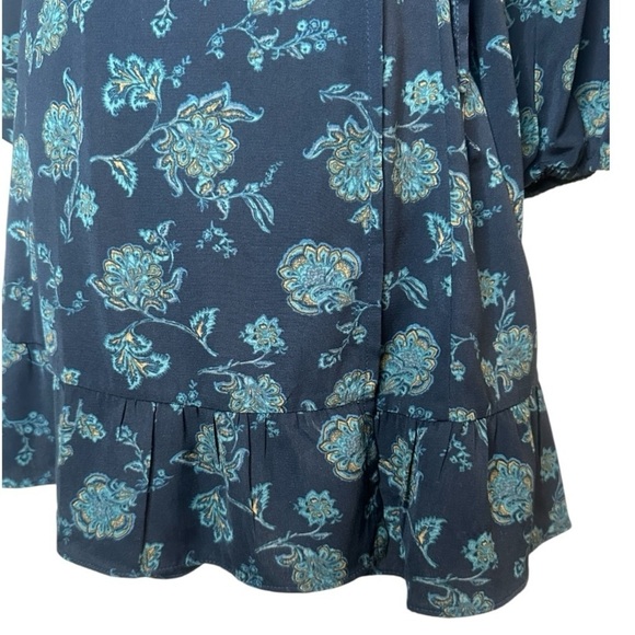 Abercrombie & Fitch Floral Ruffle Wrap Mini Dress Blue Size Small Cottage Y2K - Picture 9 of 9